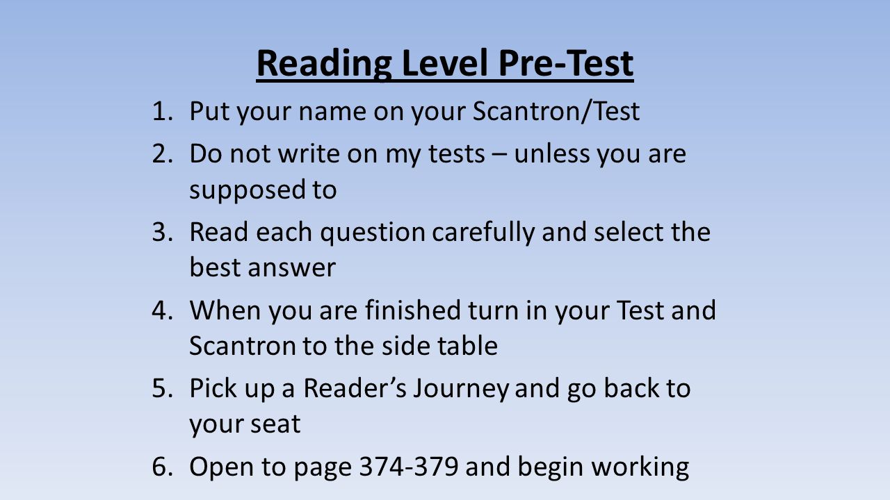 Reading Level Pre-Test