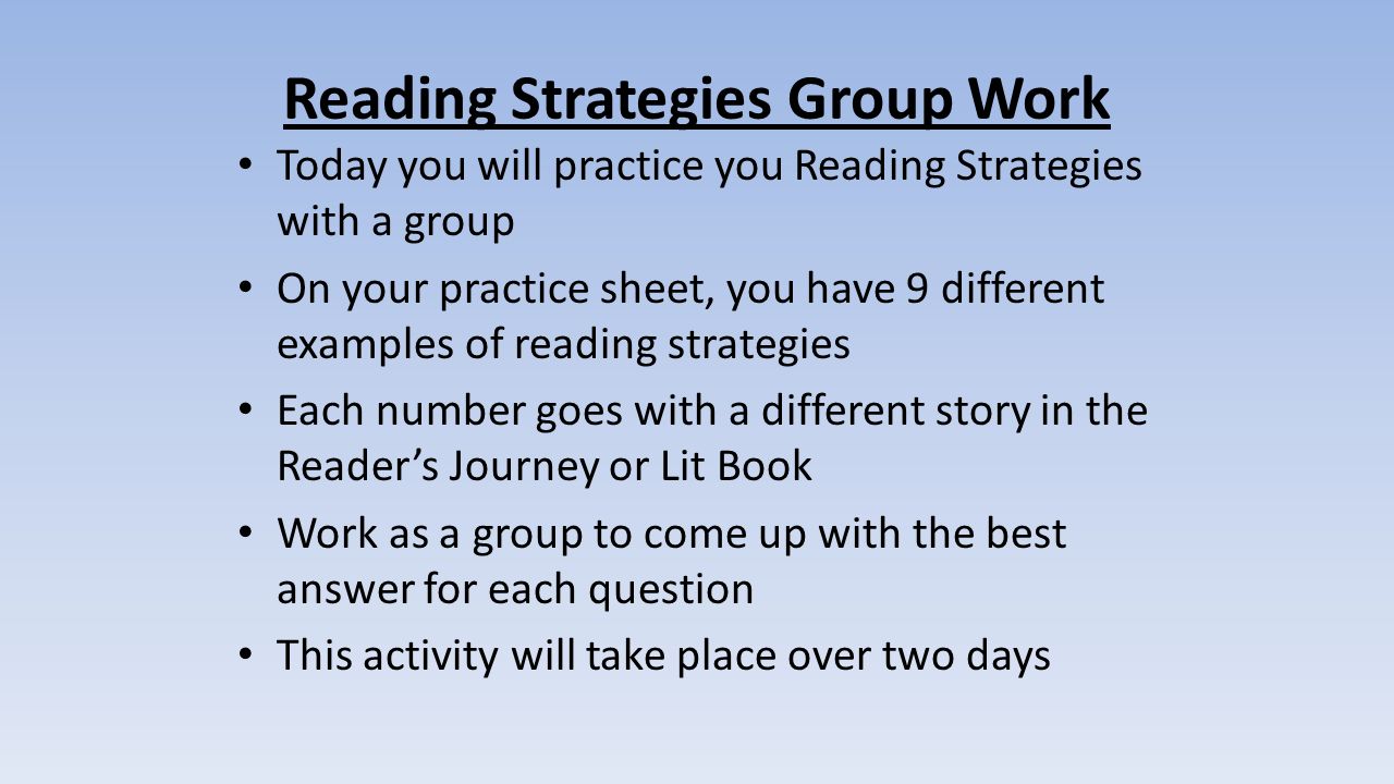 Reading Strategies Group Work