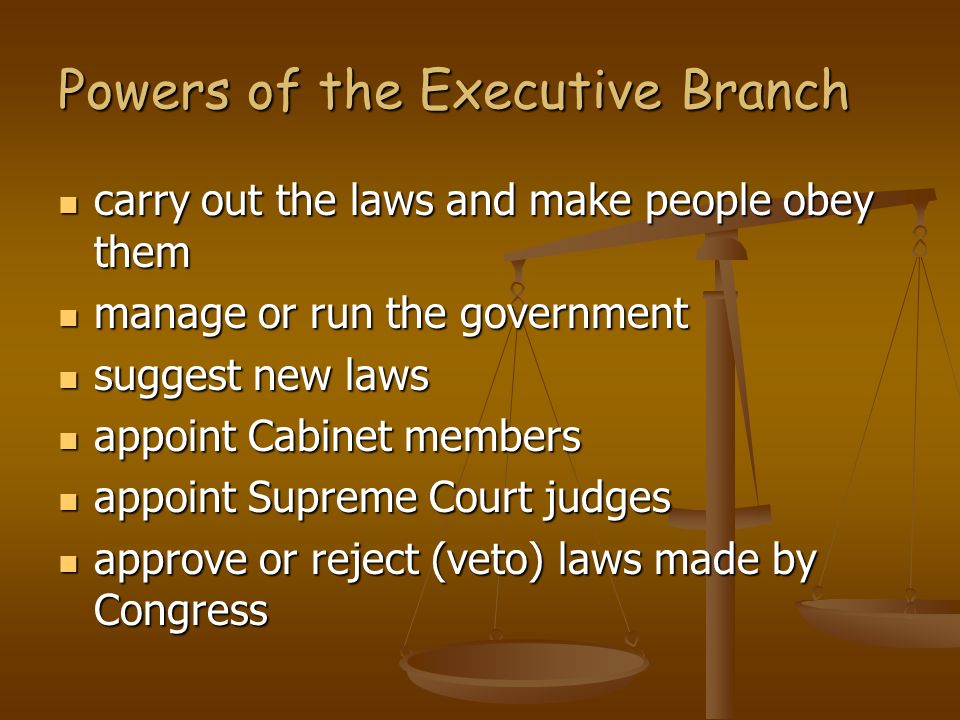 Powers of the Executive Branch
