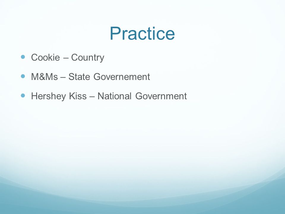 Practice Cookie – Country M&Ms – State Governement