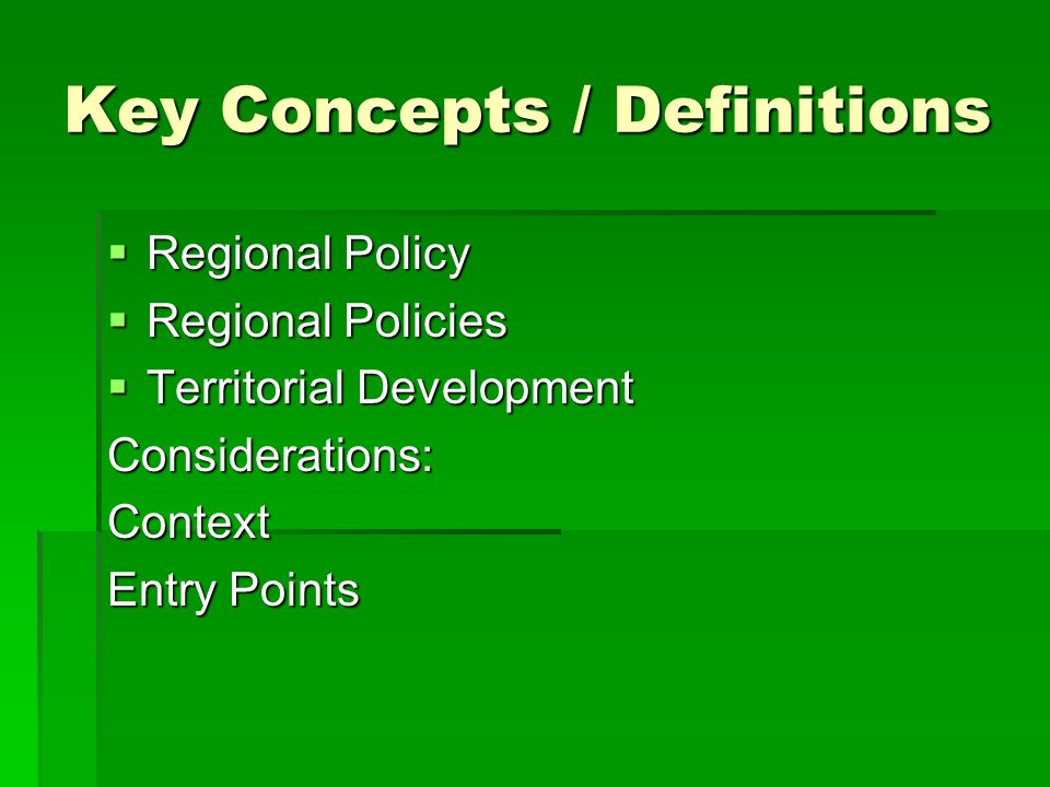 Key Concepts / Definitions