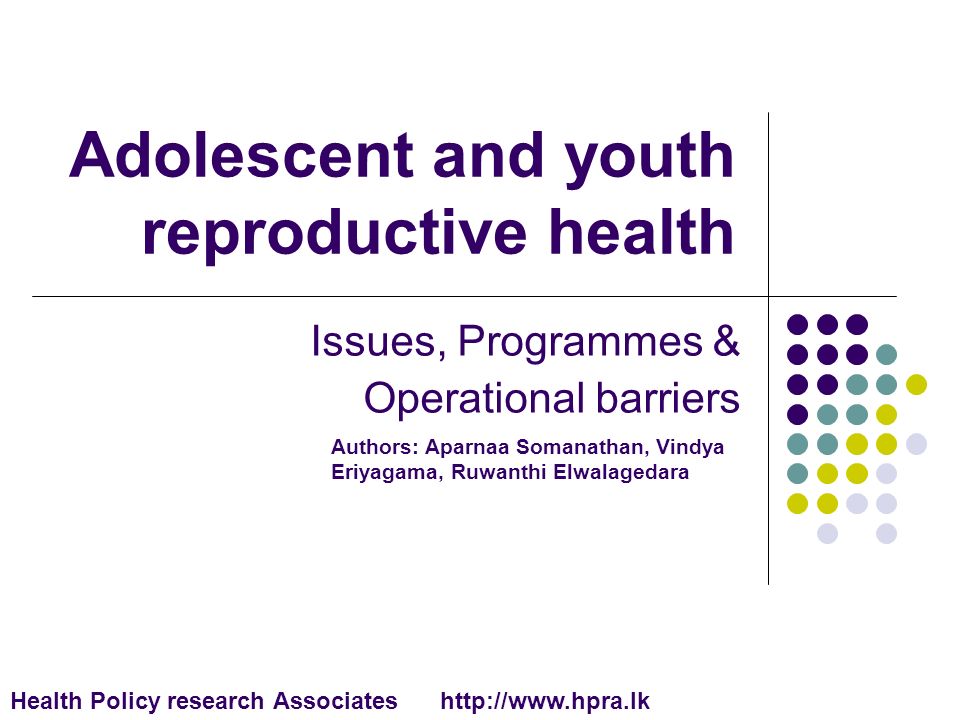 Adolescent and youth reproductive health