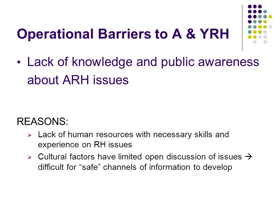 Operational Barriers to A & YRH