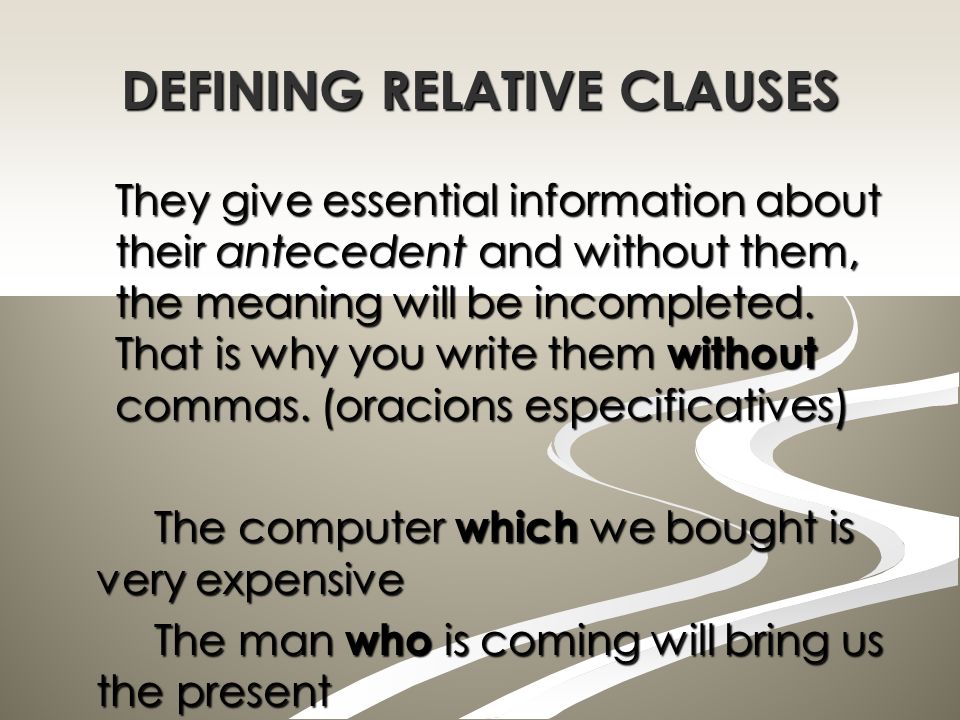 DEFINING RELATIVE CLAUSES