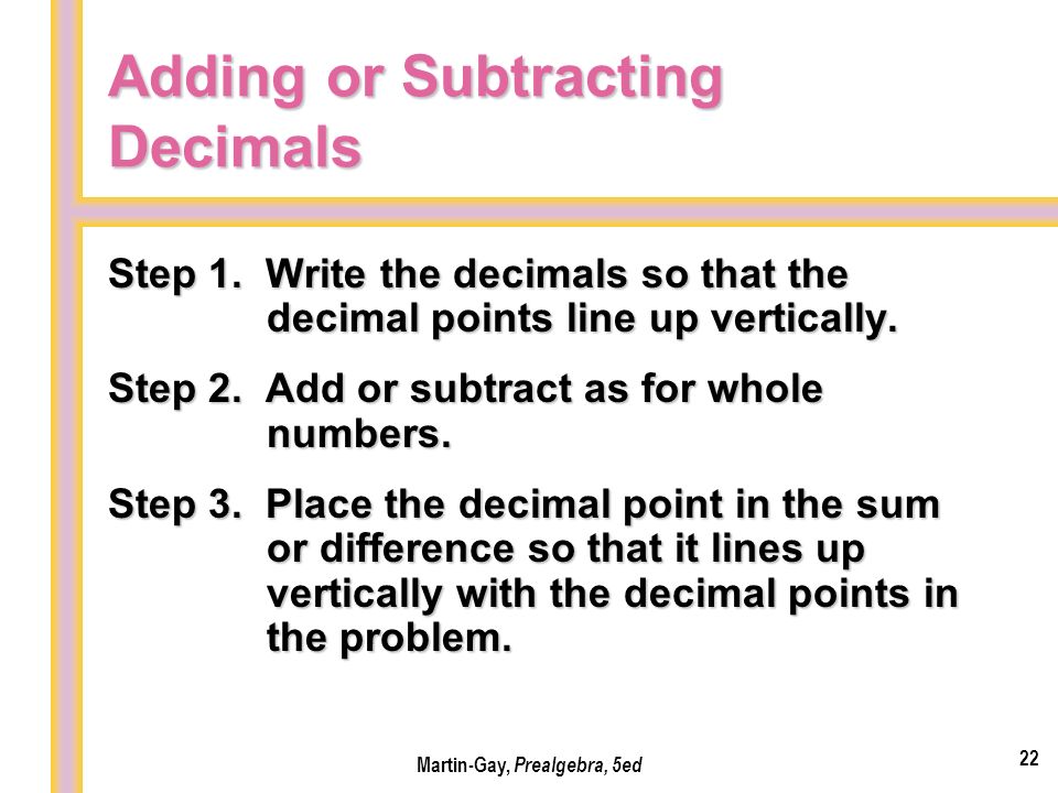 Adding or Subtracting Decimals