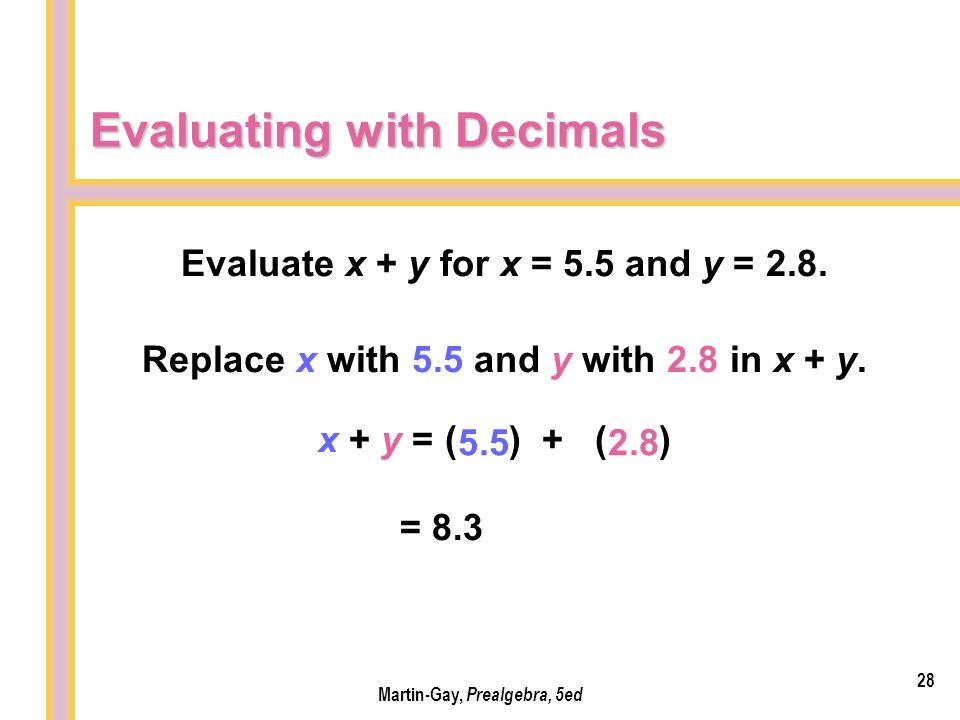 Evaluating with Decimals