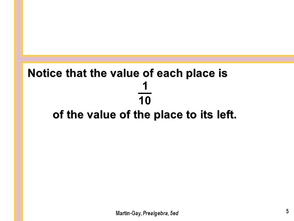 of the value of the place to its left.