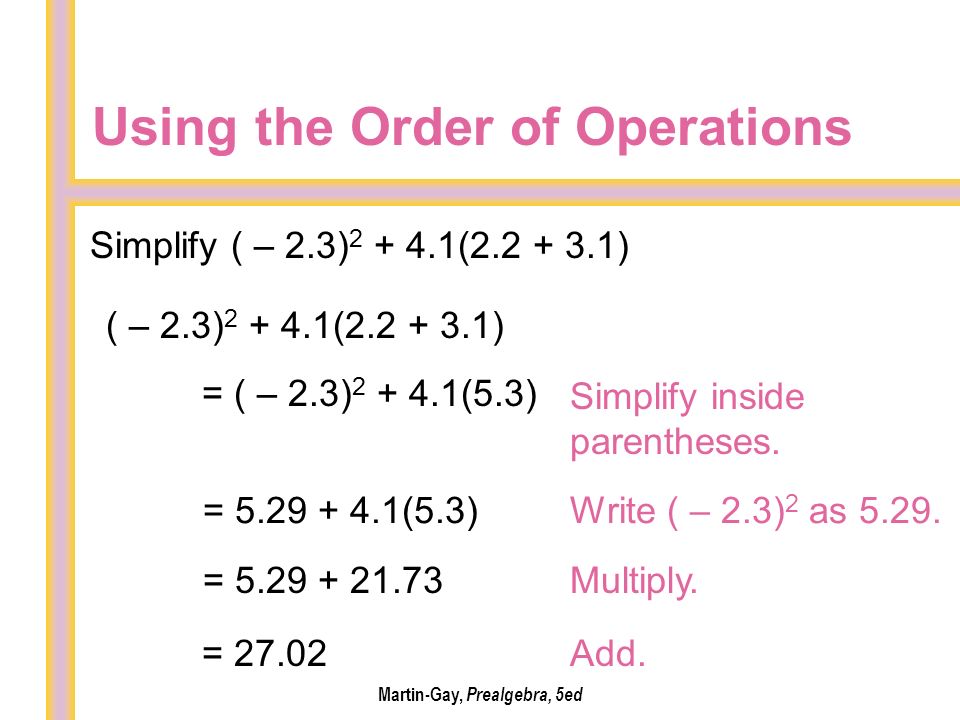 Using the Order of Operations Martin-Gay, Prealgebra, 5ed