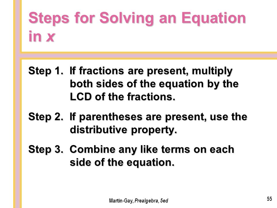 Steps for Solving an Equation in x
