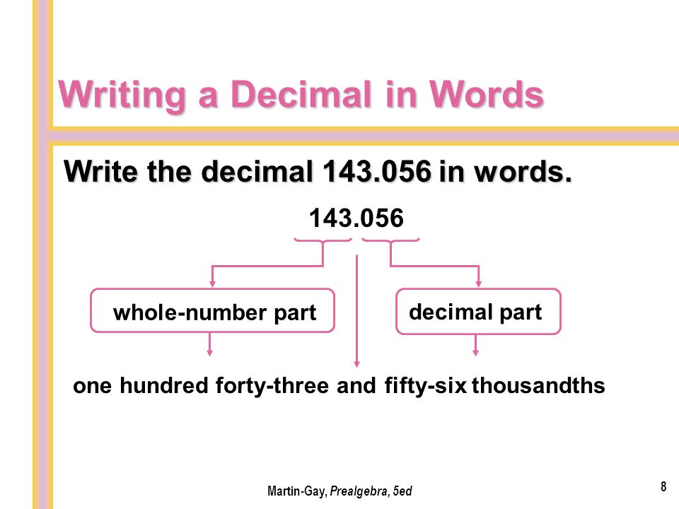 Writing a Decimal in Words