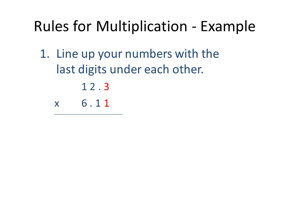 Rules for Multiplication - Example