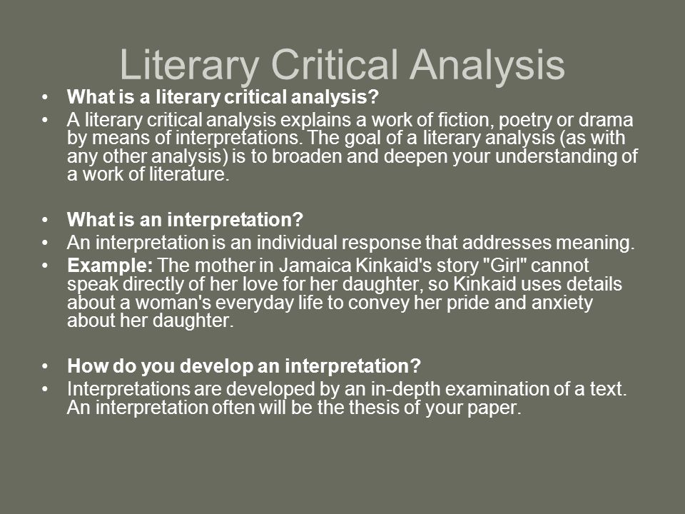 Literary Critical Analysis