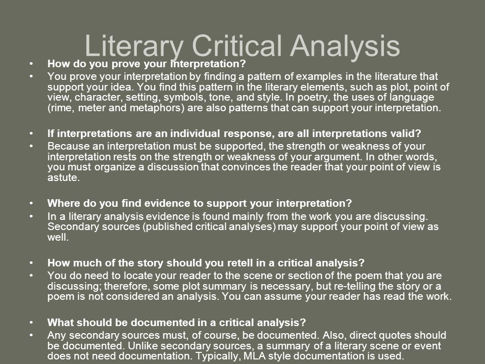 Literary Critical Analysis