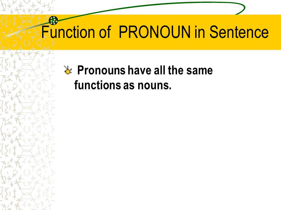Function of PRONOUN in Sentence