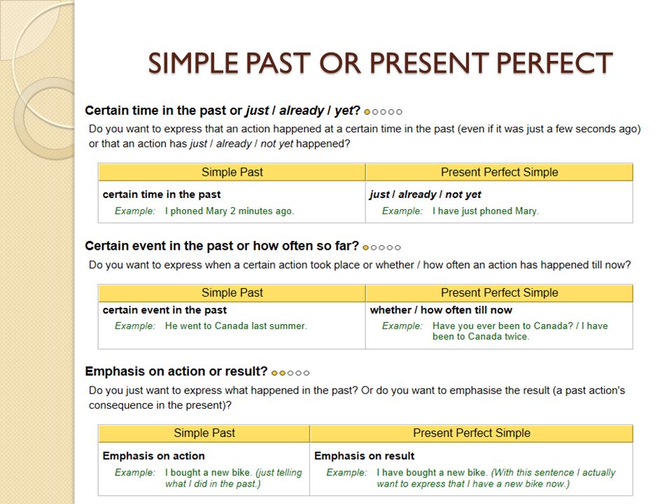 SIMPLE PAST OR PRESENT PERFECT