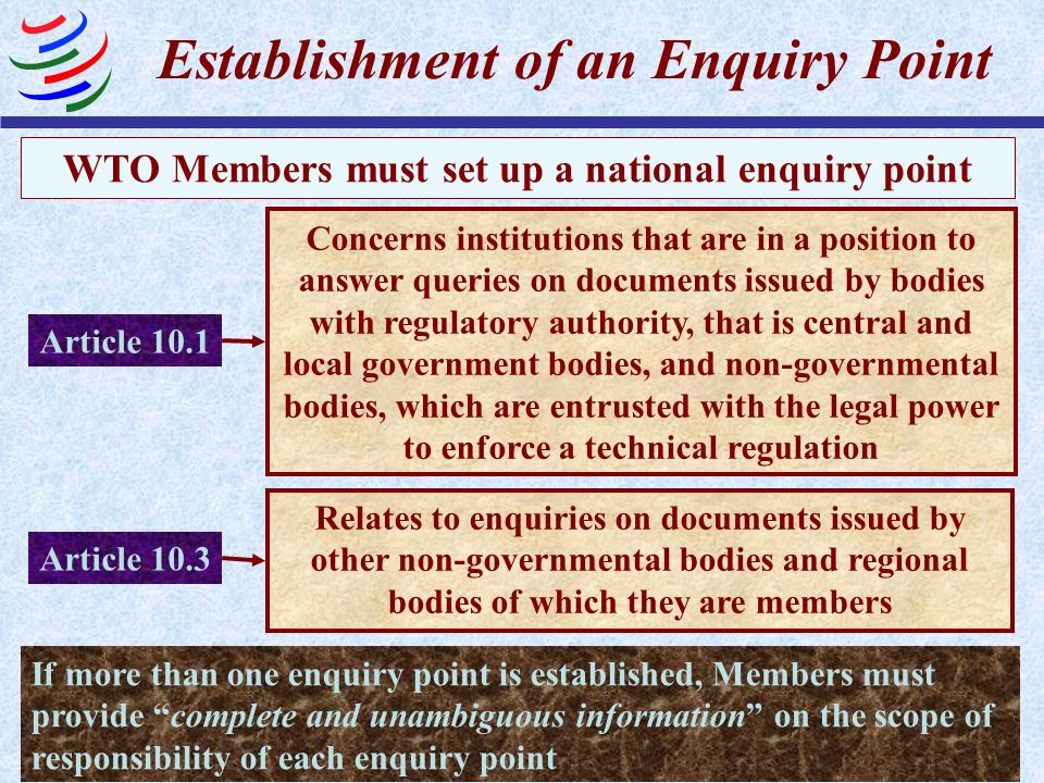 Establishment of an Enquiry Point