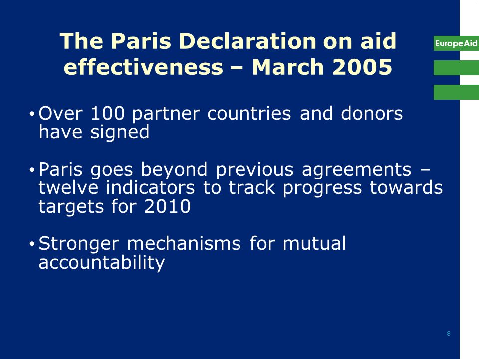 The Paris Declaration on aid effectiveness – March 2005