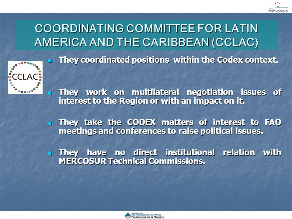 COORDINATING COMMITTEE FOR LATIN AMERICA AND THE CARIBBEAN (CCLAC)