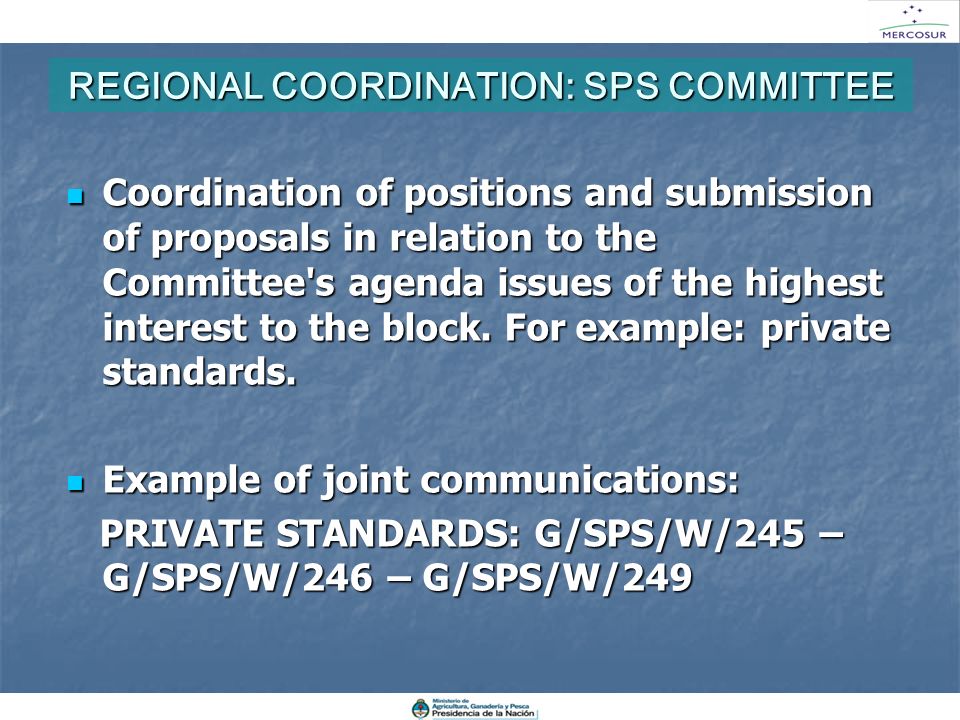 REGIONAL COORDINATION: SPS COMMITTEE