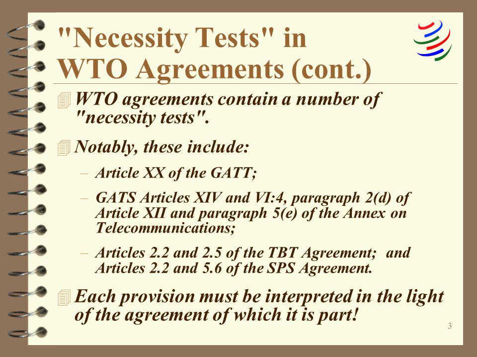 Necessity Tests in WTO Agreements (cont.)