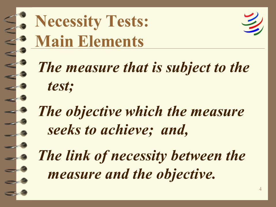 Necessity Tests: Main Elements