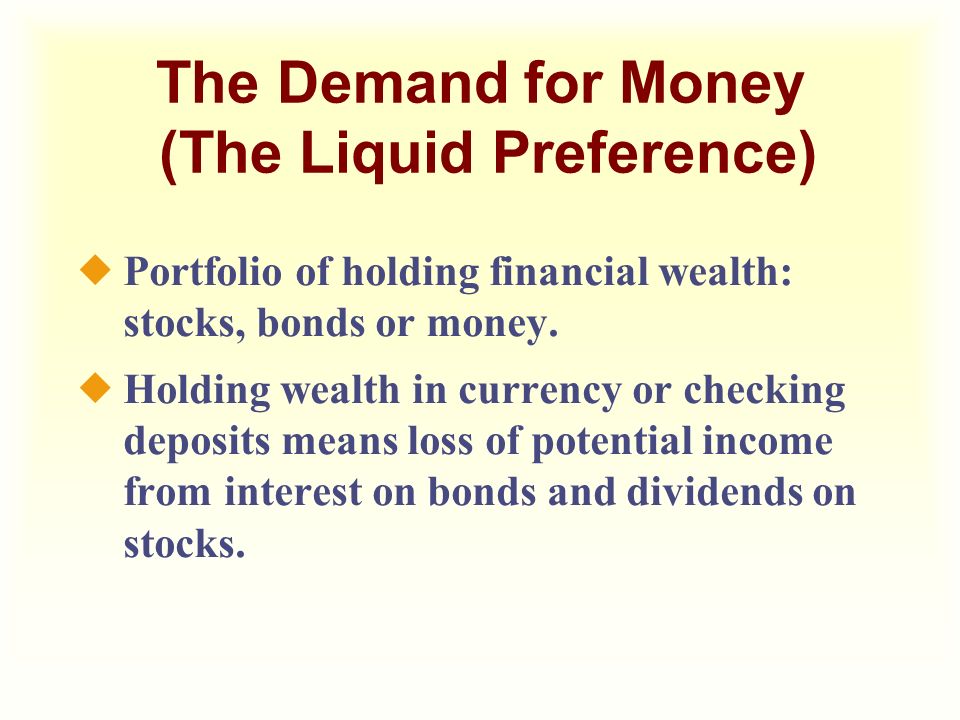 The Demand for Money (The Liquid Preference)