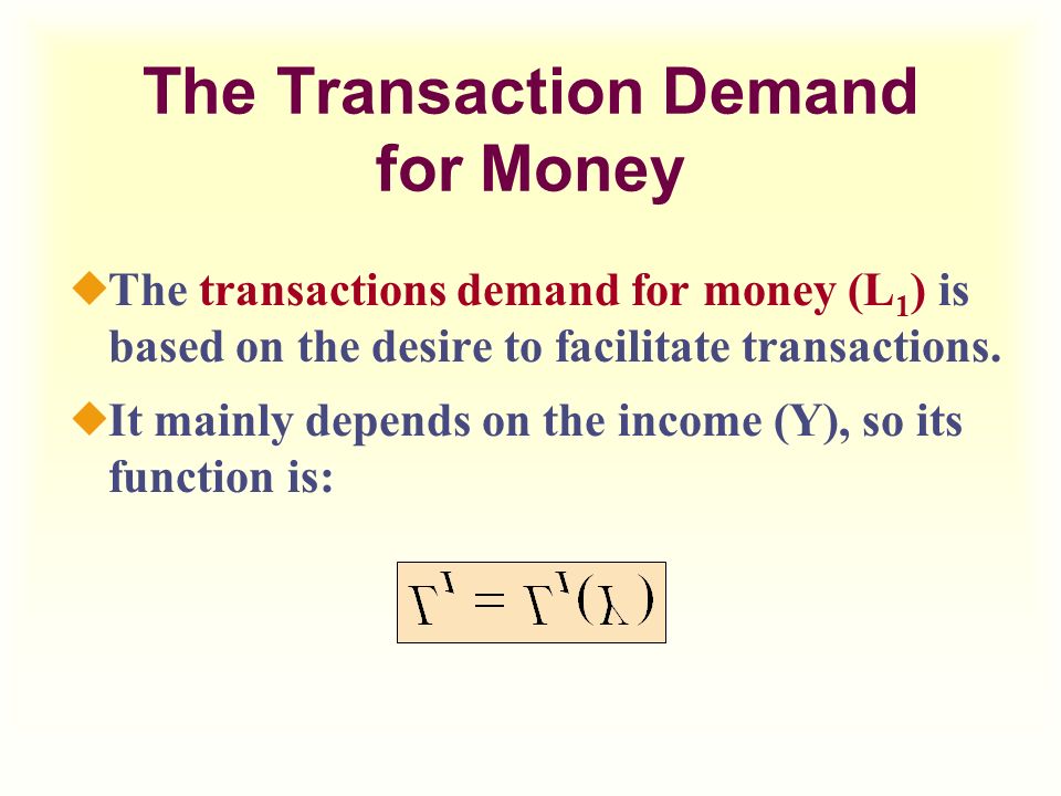 The Transaction Demand for Money