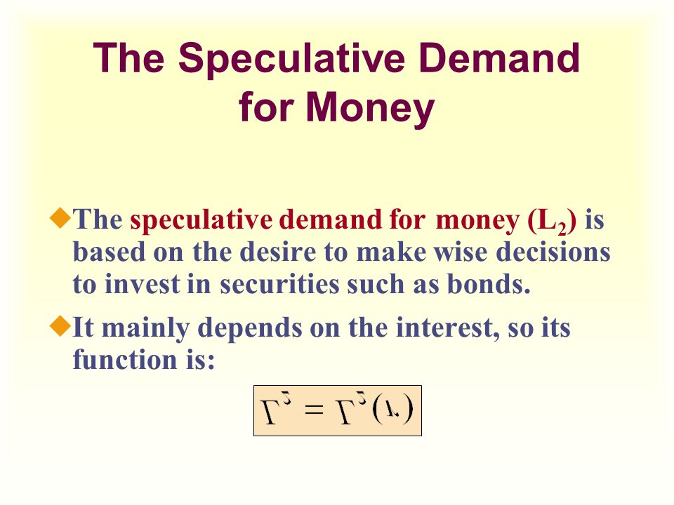 The Speculative Demand for Money