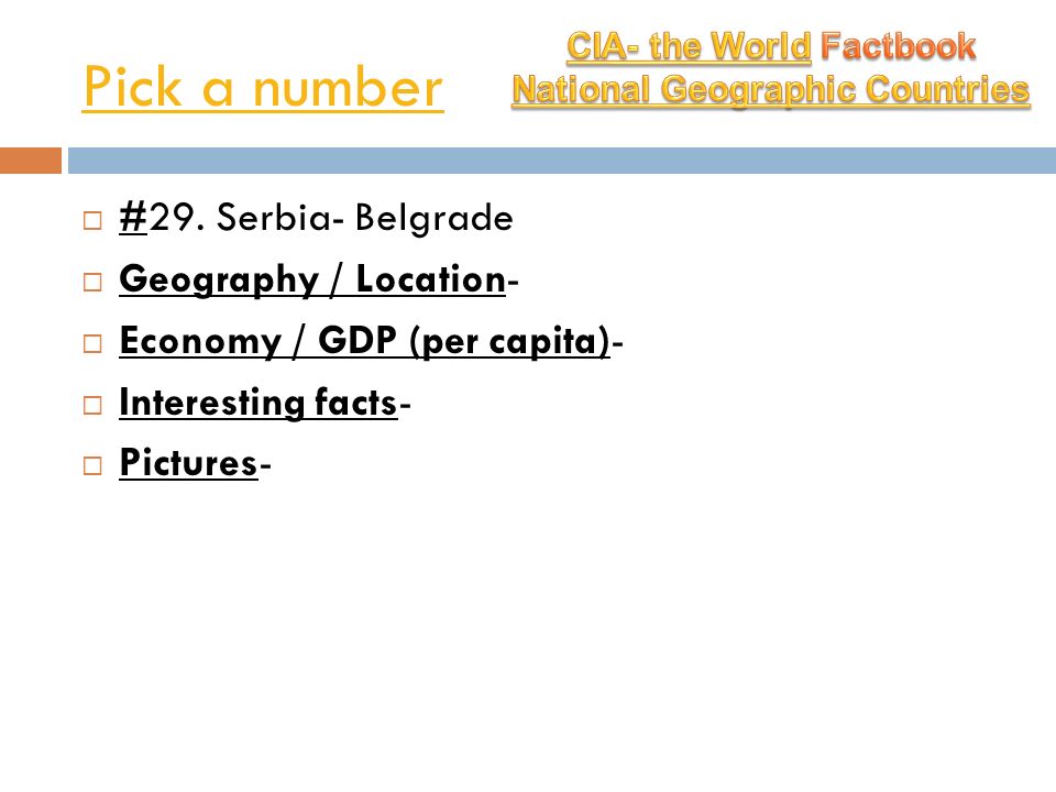 CIA- the World Factbook National Geographic Countries