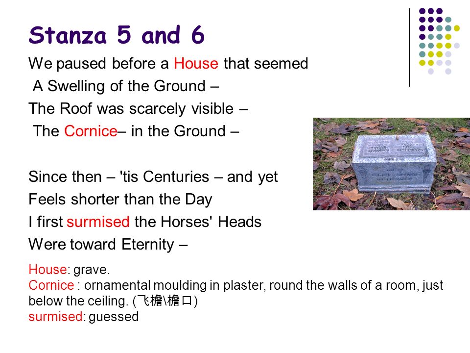 Stanza 5 and 6 We paused before a House that seemed
