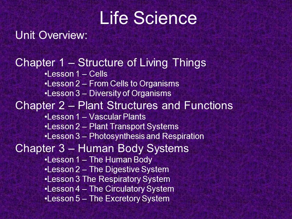 Life Science Unit Overview: Chapter 1 – Structure of Living Things