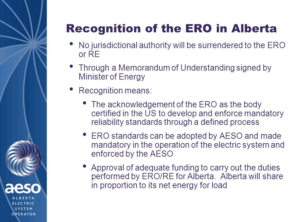 Recognition of the ERO in Alberta