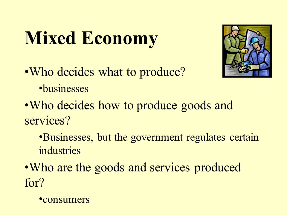 Mixed Economy Who decides what to produce