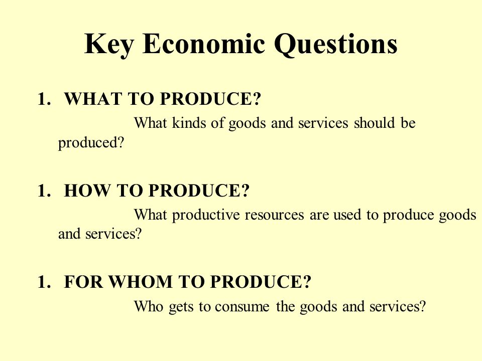 Key Economic Questions