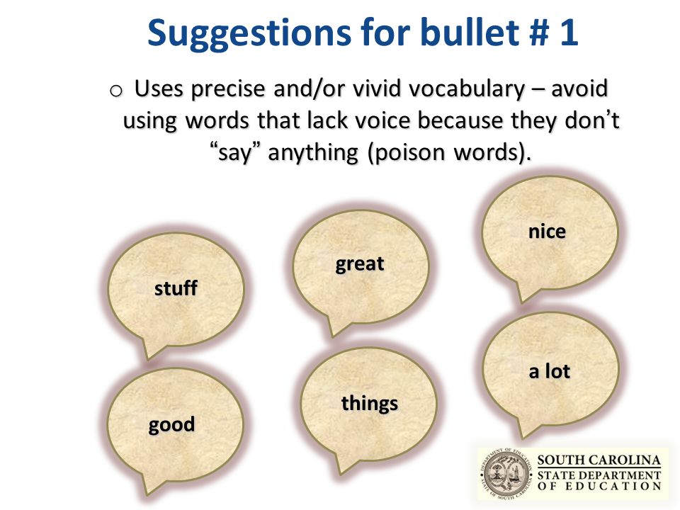 Suggestions for bullet # 1