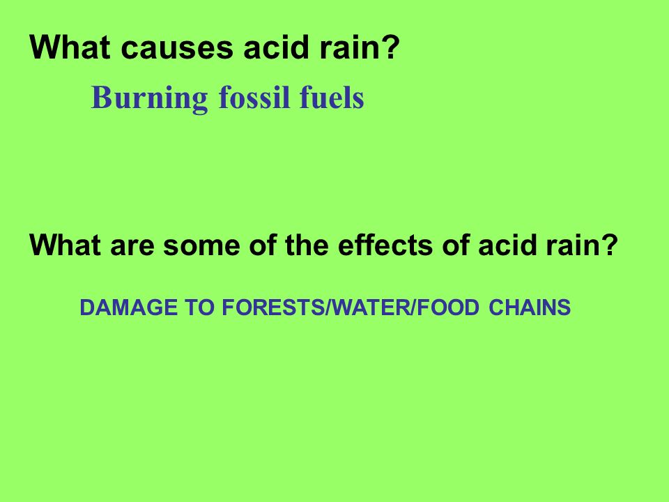 What causes acid rain Burning fossil fuels