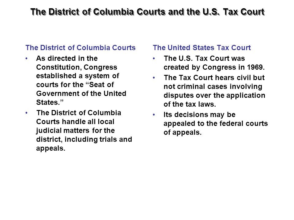 The District of Columbia Courts and the U.S. Tax Court