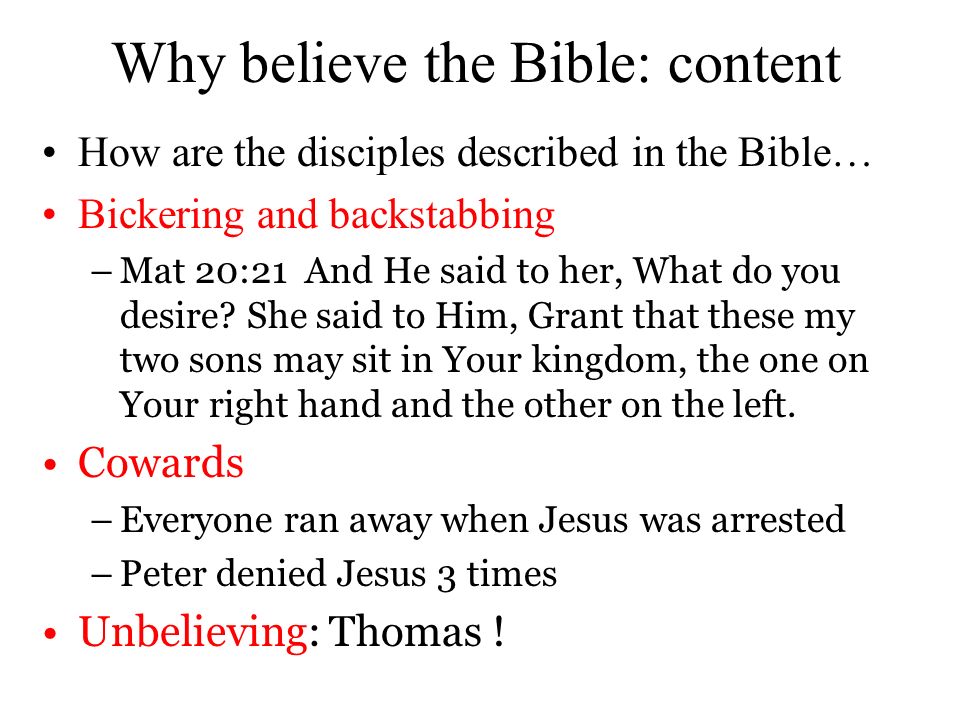 Why believe the Bible: content