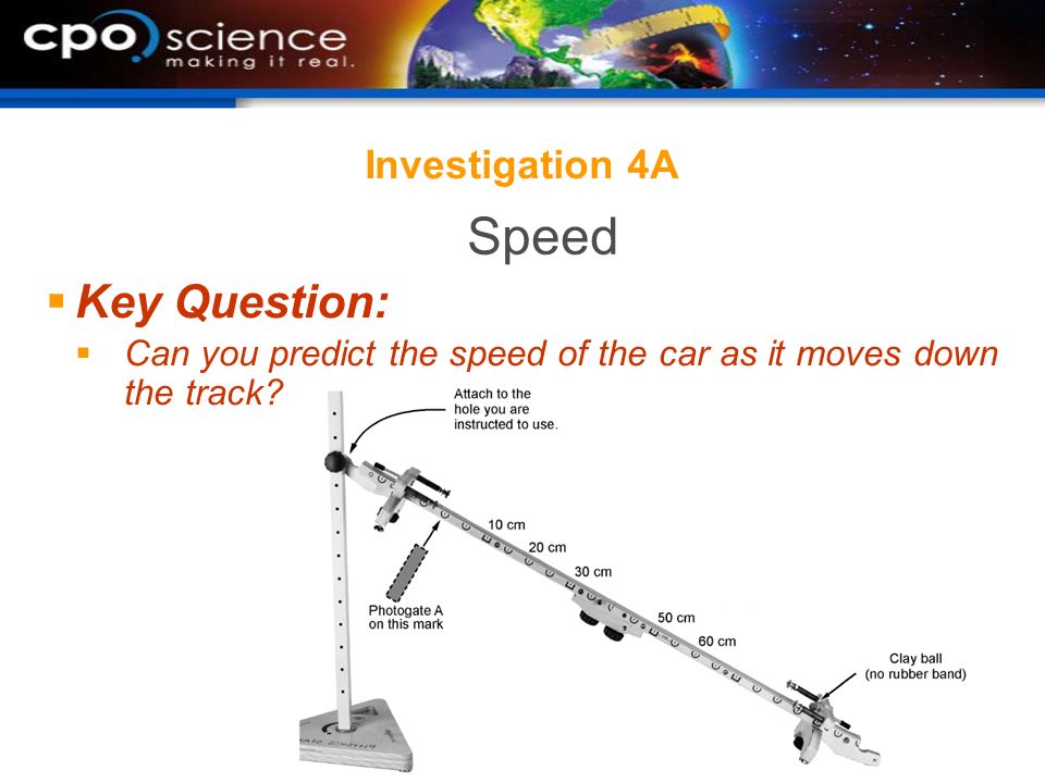 Speed Key Question: Investigation 4A