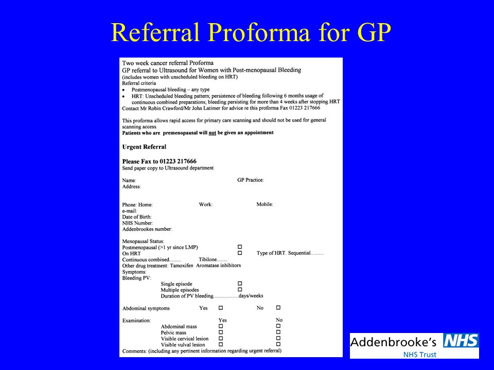 Referral Proforma for GP