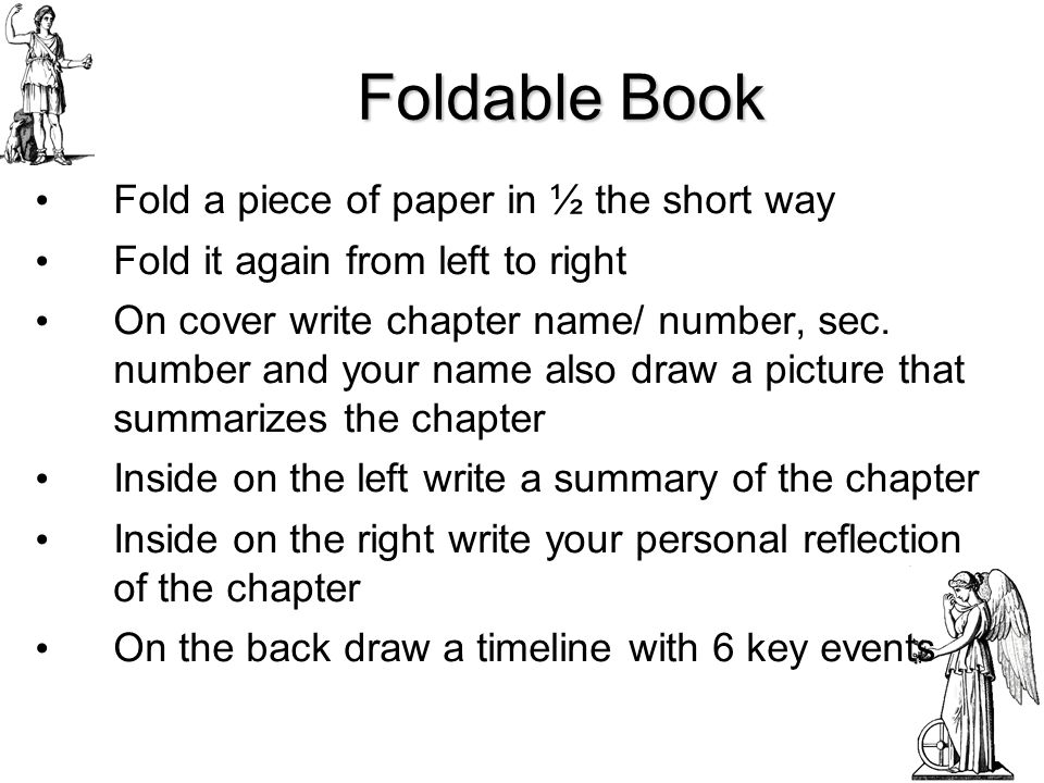 Foldable Book Fold a piece of paper in ½ the short way