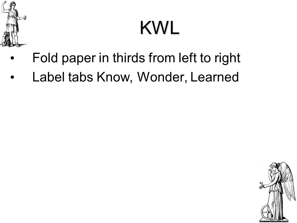 KWL Fold paper in thirds from left to right