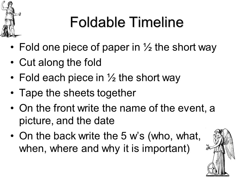Foldable Timeline Fold one piece of paper in ½ the short way