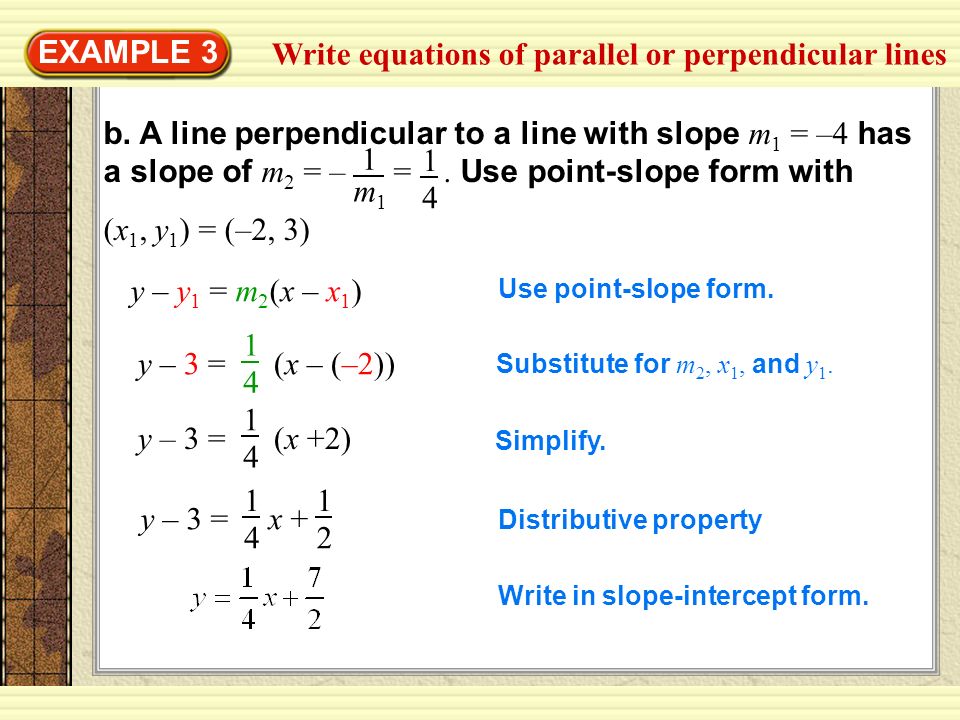 Write equations of parallel or perpendicular lines
