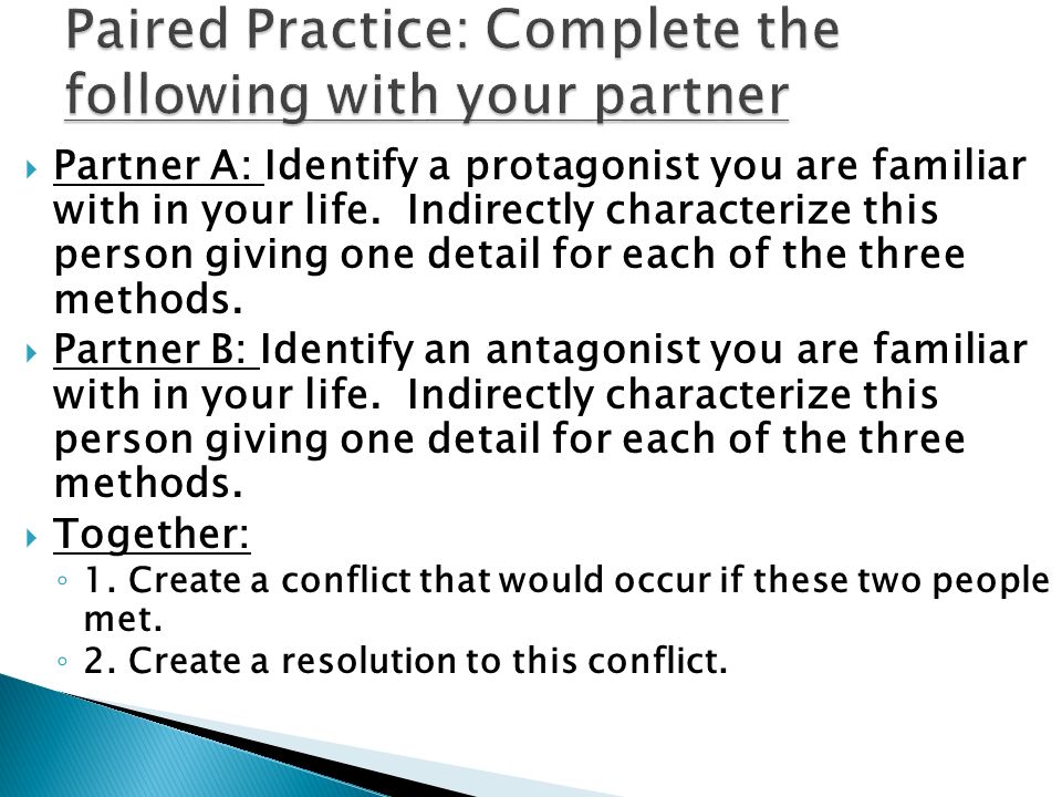 Paired Practice: Complete the following with your partner
