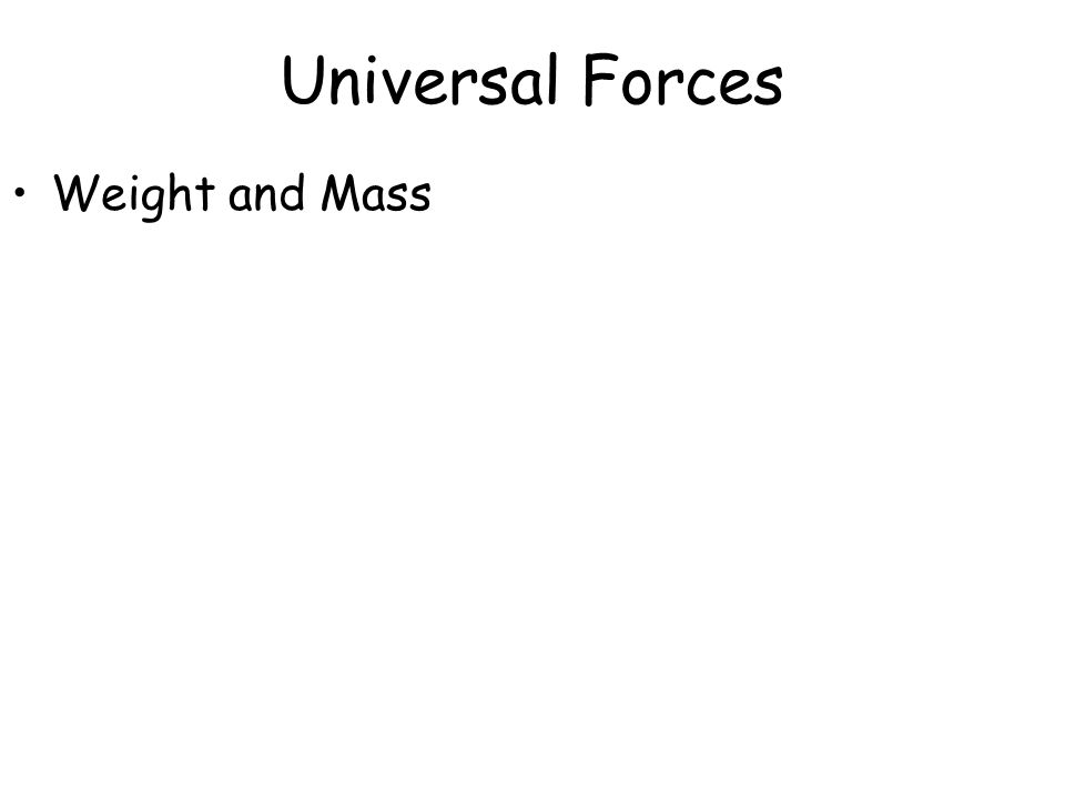 Universal Forces Weight and Mass