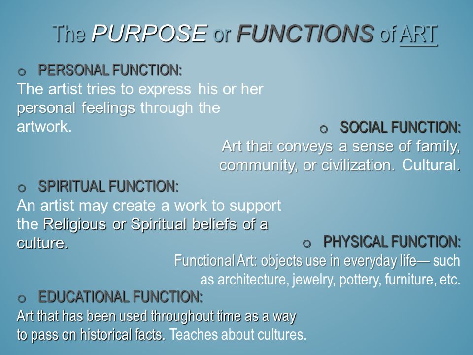The Purpose or Functions of Art
