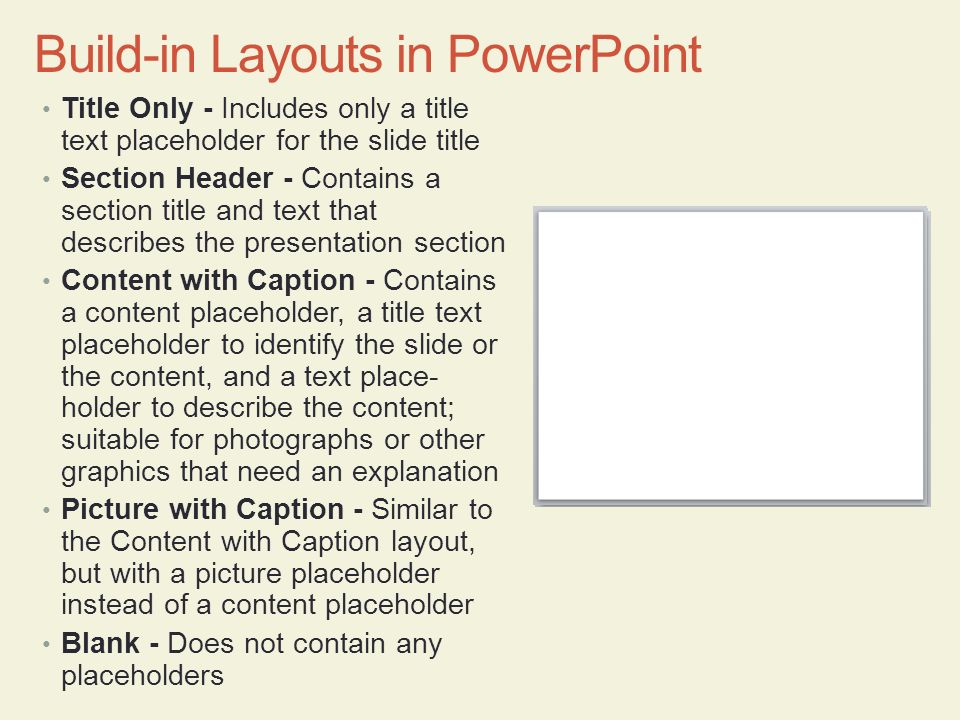 Build-in Layouts in PowerPoint