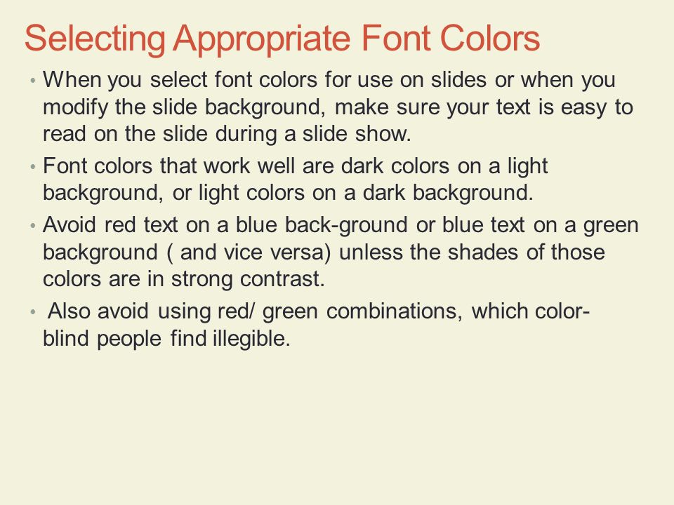 Selecting Appropriate Font Colors