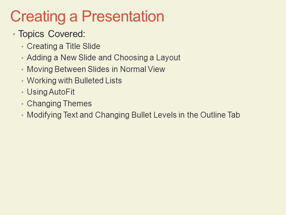 Creating a Presentation